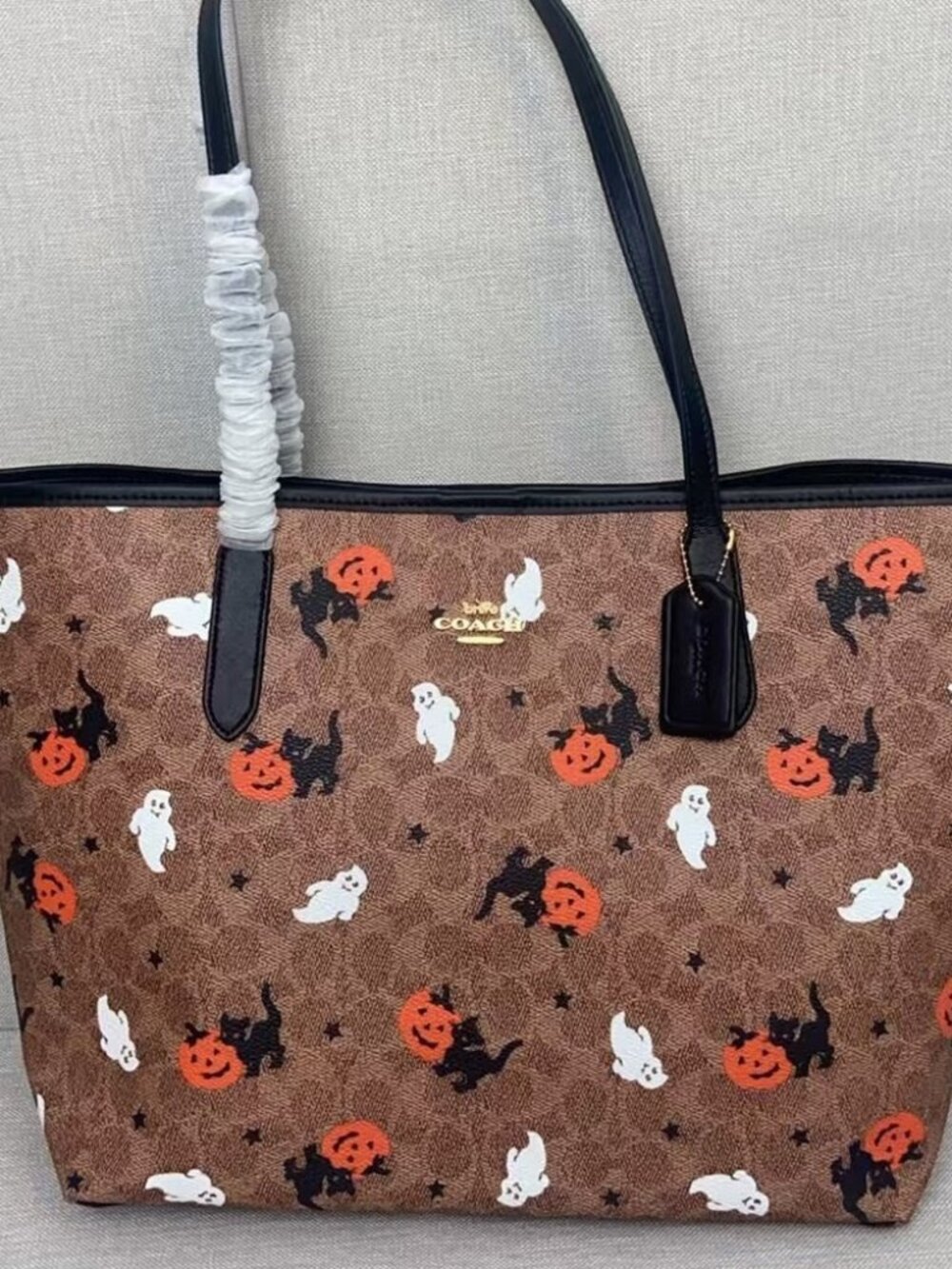 COACH City Tote In Signature Canvas With Halloween Print